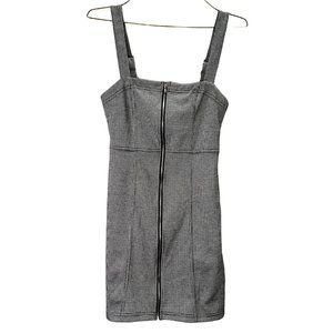 Forever 21 Dress sz XS Houndstooth Black White Jumper Zip Punk Goth Academia